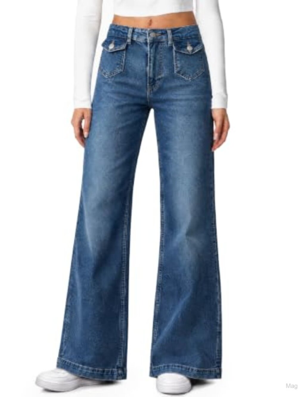 High Waisted Wide Leg Baggy Jeans Stretch Denim Vintage Pants